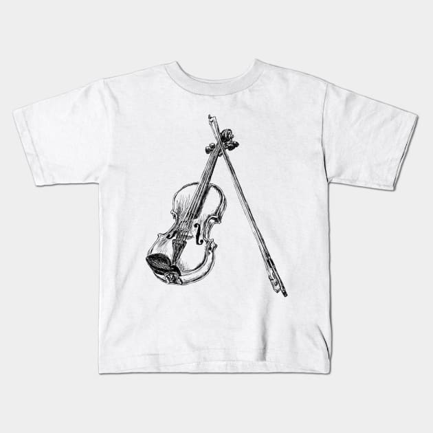 Violin Image Kids T-Shirt by rachelsfinelines